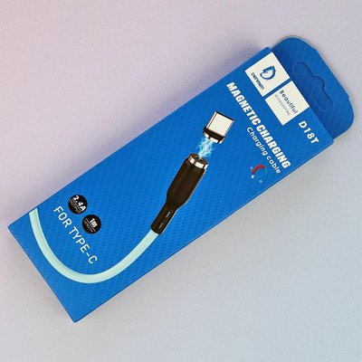 Магнітний кабель USB - Type-C Denmen D18T 2.4A Блакитний 9616 фото