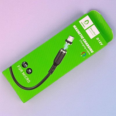 Магнітний кабель USB - Micro USB Denmen D18V 2.4A Чорний 9617 фото