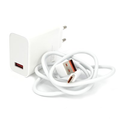 Зарядний пристрій 33W USB + Type C кабель білий 11781 фото