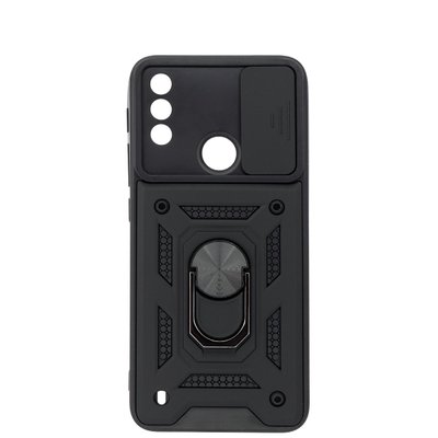 Ударостійкий чохол із захистом камери для Motorola E7 Power / E7i Power з кільцем Чорний 12446 фото