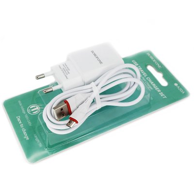 Зарядний пристрій Borofone BA20A 5V 2A + micro-USB кабель Білий 12072 фото