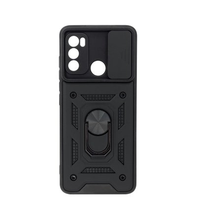 Ударостійкий чохол із захистом камери для Motorola Moto G60 з кільцем Чорний 12447 фото