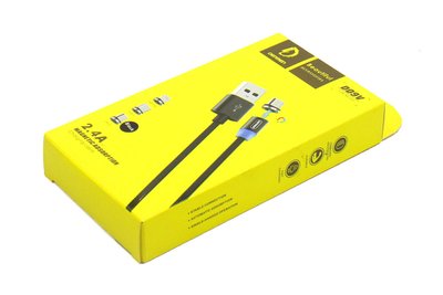 Магнітний кабель USB - Micro USB Denmen 2.4A з підсвіткою Чорний 3190 фото
