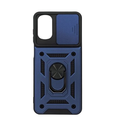 Ударостійкий чохол із захистом камери для Motorola G22 з кільцем Темно-Синій 2048743254 фото